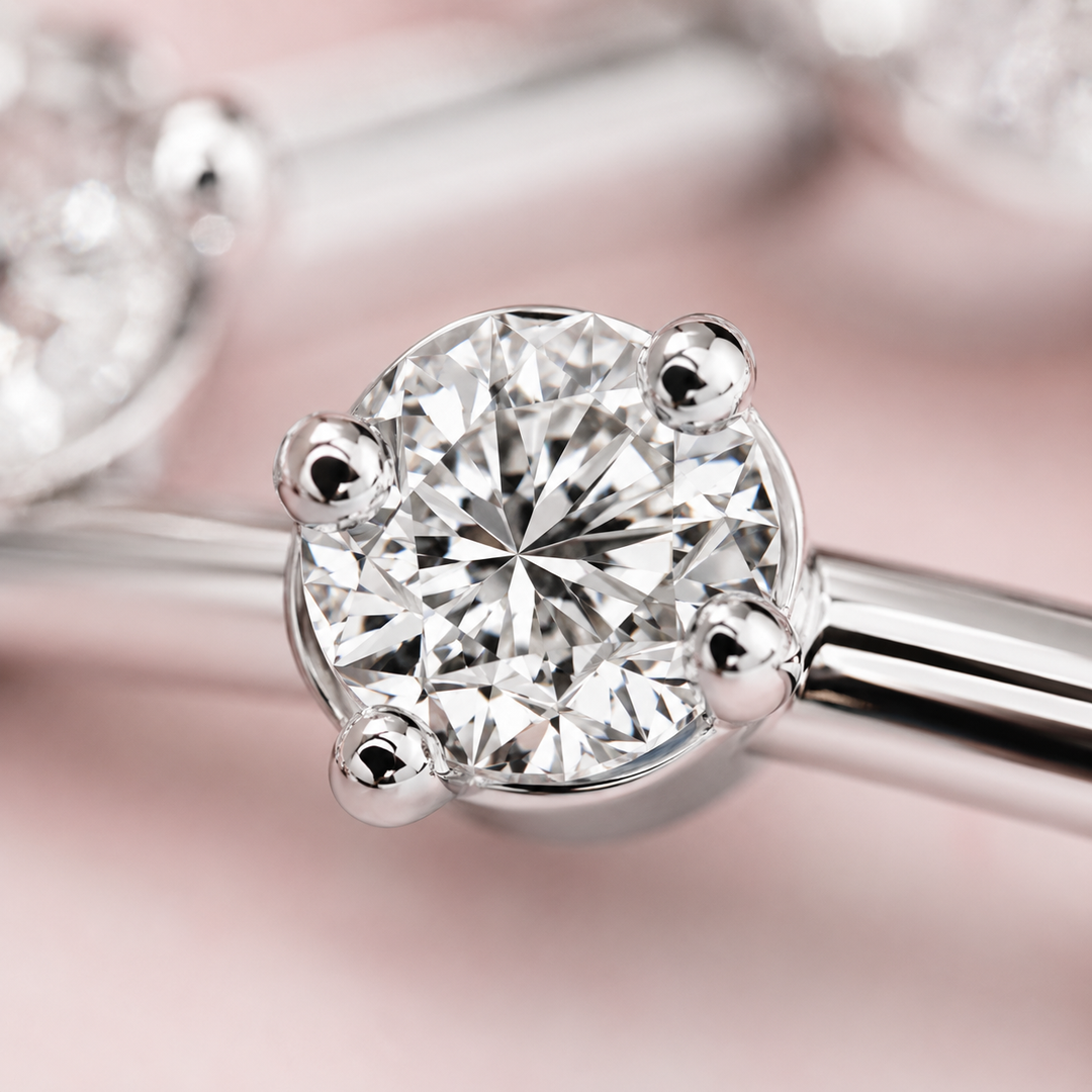 Floating Bubble Round Lab Grown Diamond Wedding Band in White Gold