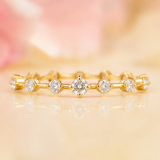 Floating Bubble Round Lab Grown Diamond Wedding Band in Yellow Gold