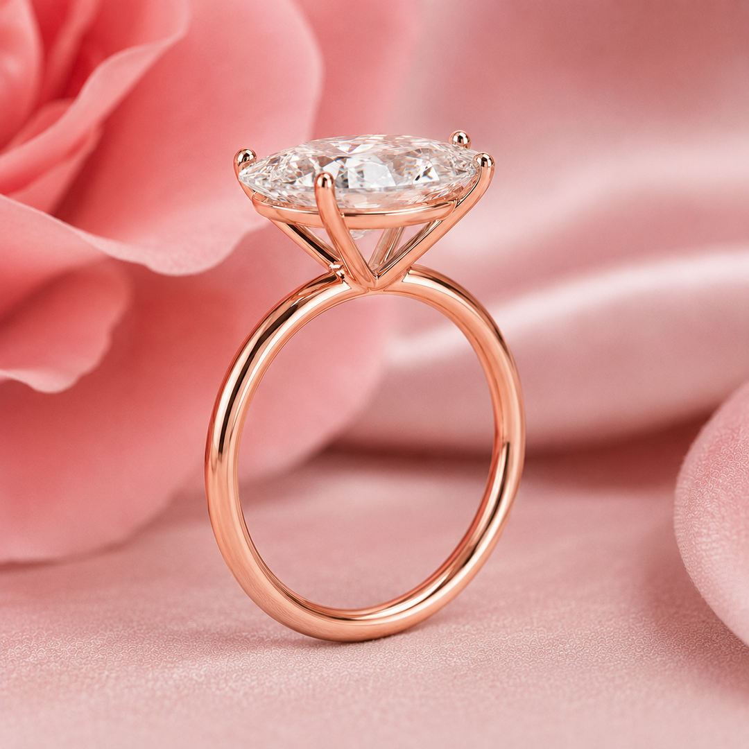 Hidden Halo Marquise Engagement Ring in Rose Gold