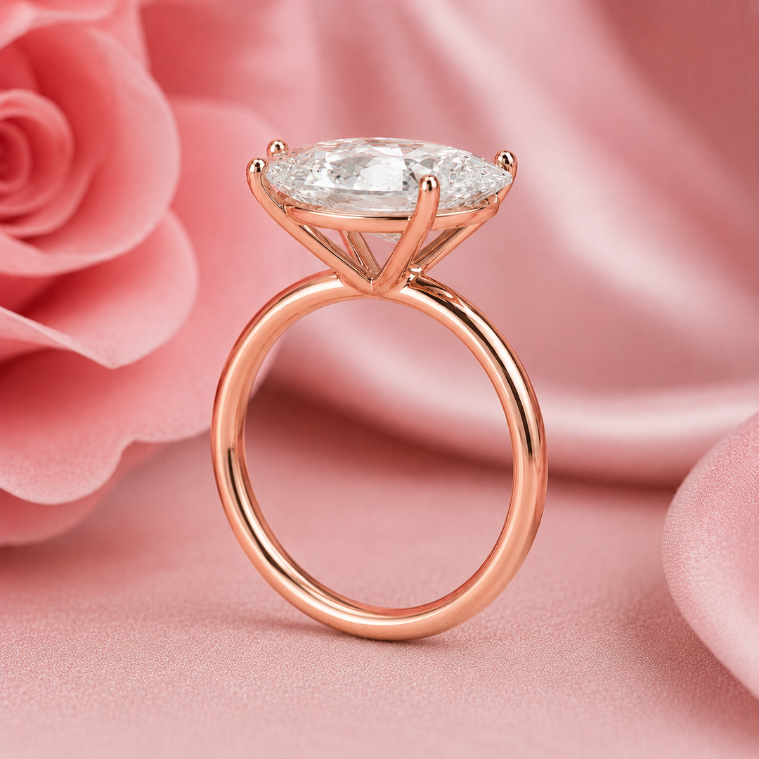 Hidden Halo Marquise Engagement Ring in Rose Gold