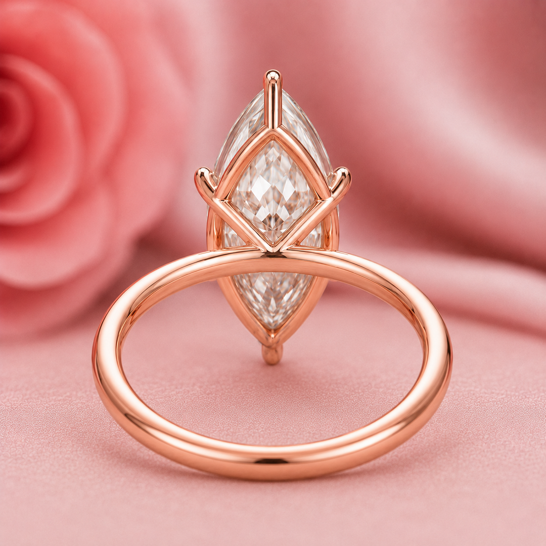 Hidden Halo Marquise Engagement Ring in Rose Gold