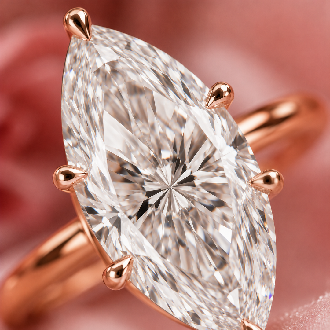 Hidden Halo Marquise Engagement Ring in Rose Gold