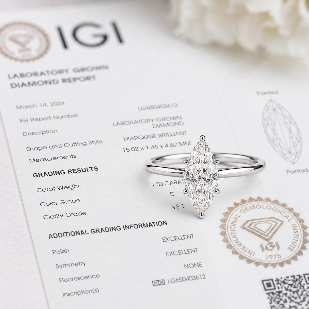 Hidden Halo Marquise Engagement Ring in White Gold