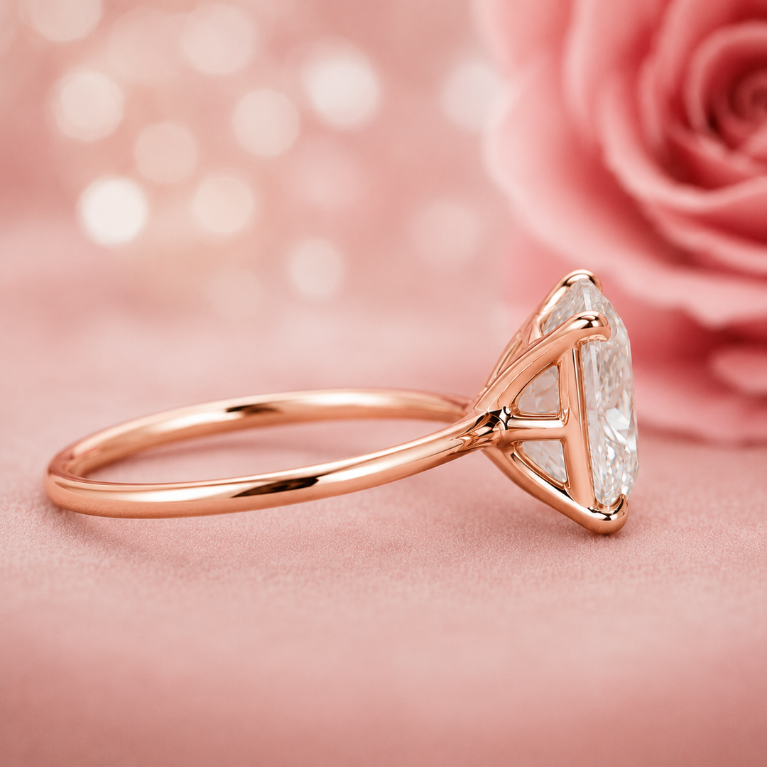 Hidden Halo Oval Engagement Ring in Rose Gold