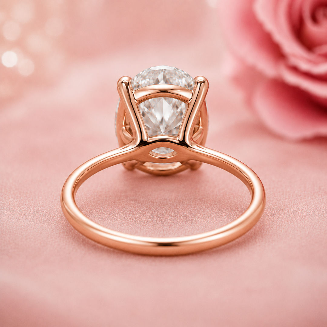 Hidden Halo Oval Engagement Ring in Rose Gold