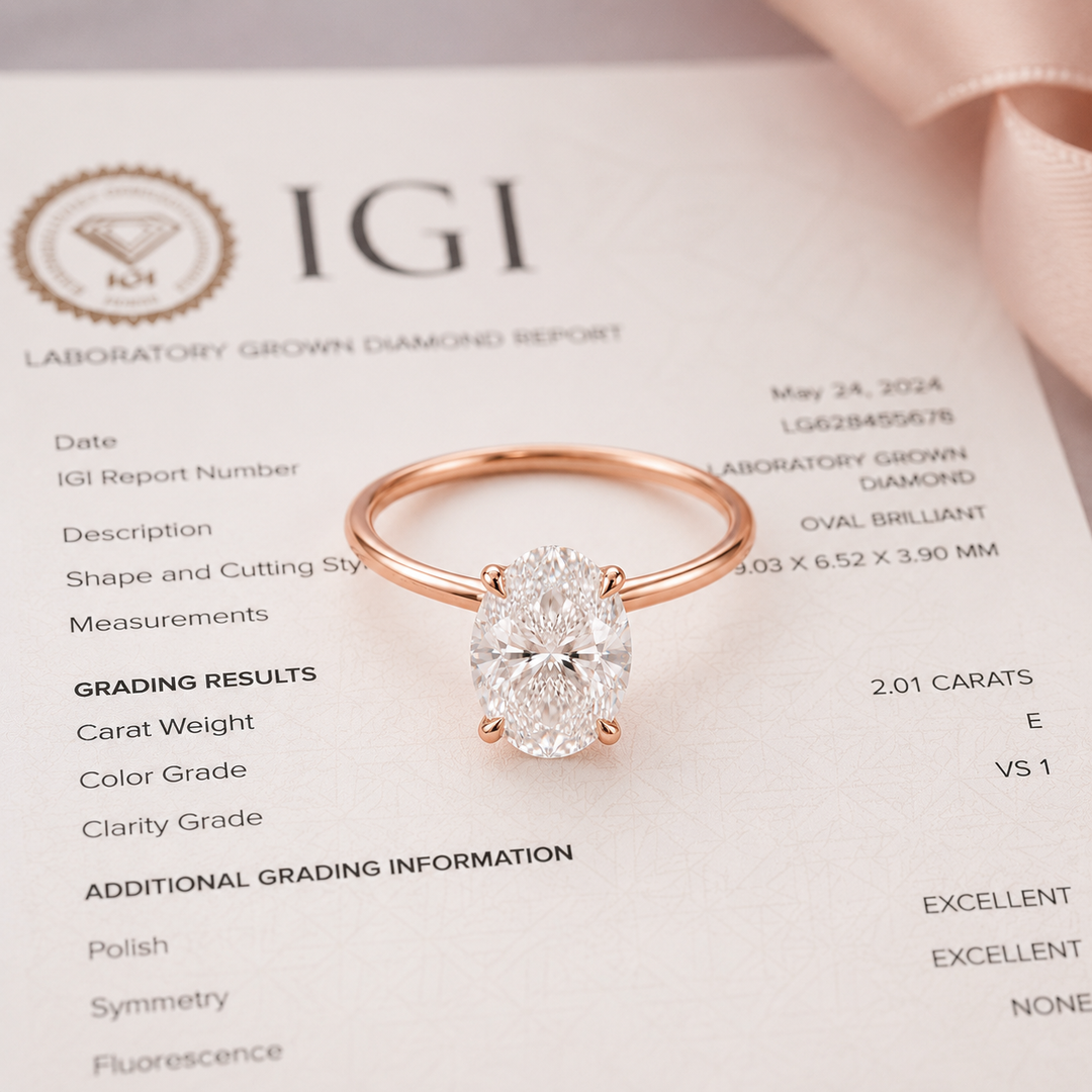 Hidden Halo Oval Engagement Ring in Rose Gold