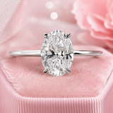 Hidden Halo Oval Engagement Ring in 925 Sterling Silver