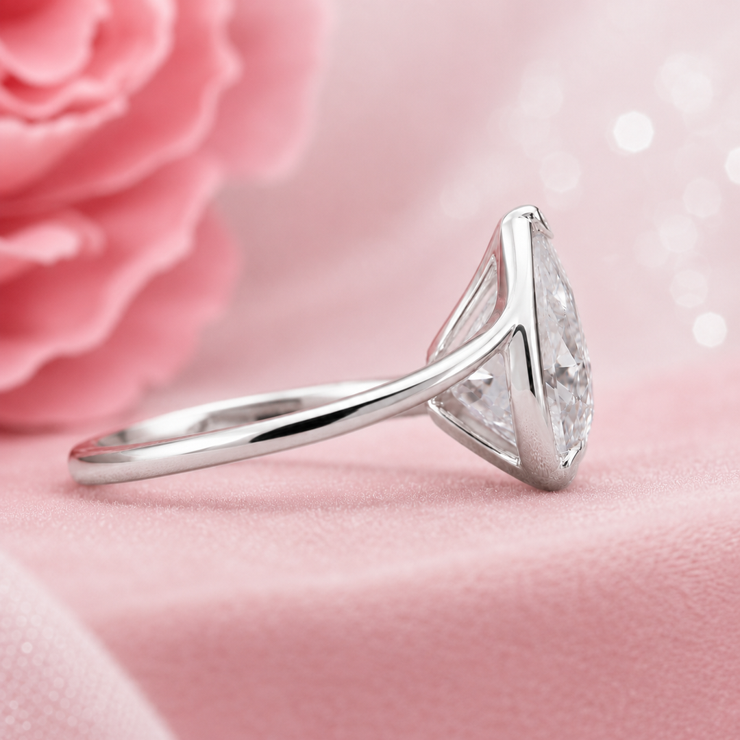 Hidden Halo Oval Engagement Ring in White Gold