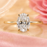 Hidden Halo Oval Engagement Ring in Yellow Gold