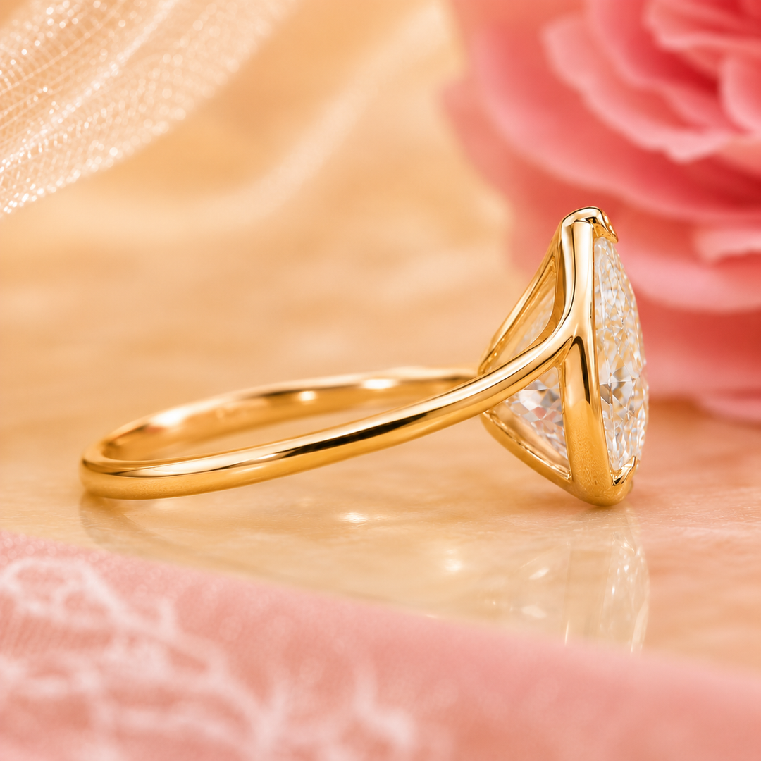 Hidden Halo Oval Engagement Ring in Yellow Gold