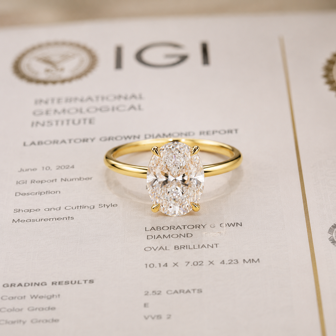 Hidden Halo Oval Engagement Ring in Yellow Gold