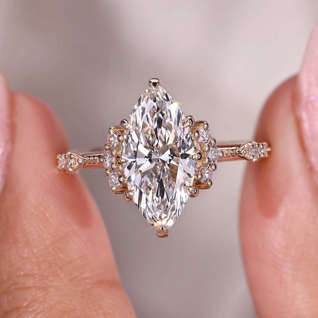 Vintage Style Marquise Engagement Ring