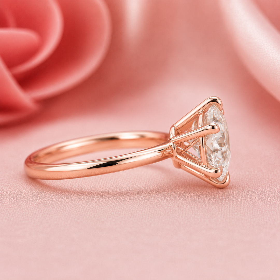 Perfect Innovation Lab Grown Diamond Solitaire Engagement Ring in Rose Gold