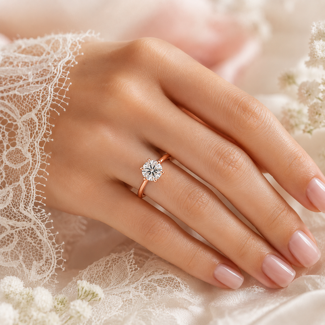 Perfect Innovation Lab Grown Diamond Solitaire Engagement Ring in Rose Gold
