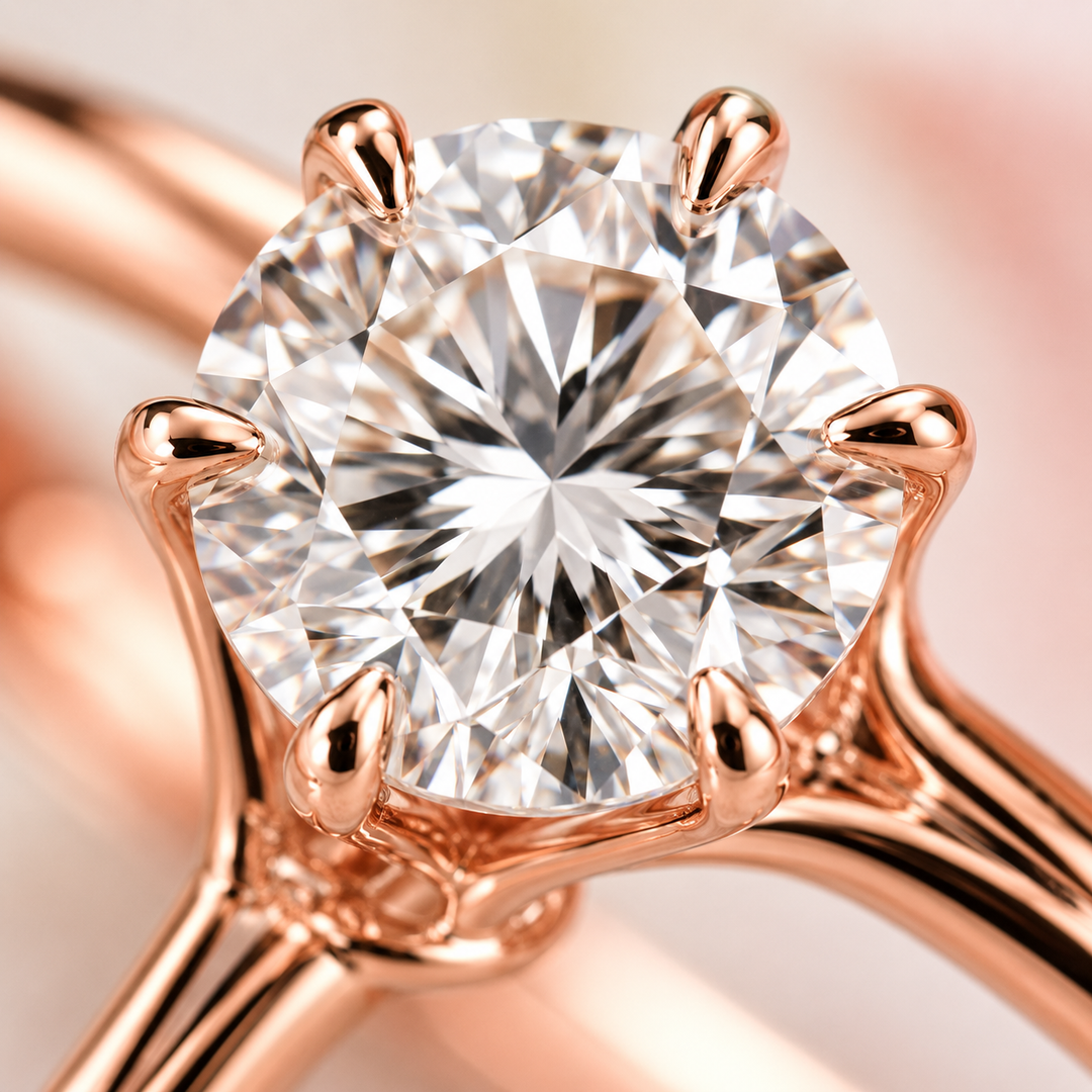 Perfect Innovation Lab Grown Diamond Solitaire Engagement Ring in Rose Gold