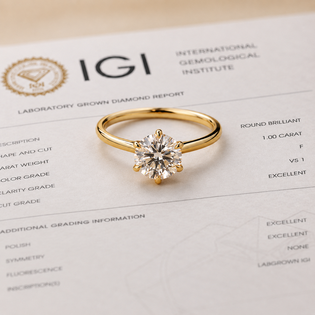 Perfect Innovation Lab Grown Diamond Solitaire Engagement Ring in Yellow Gold
