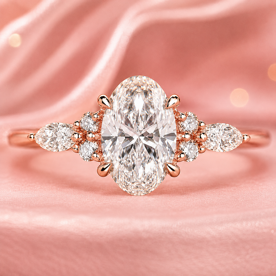 Marquise Cut Diamond Ring in Muse Setting in Rose Gold