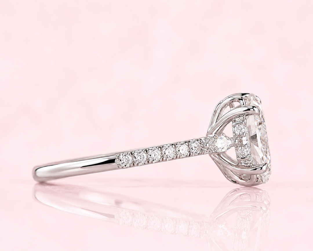Marquise Cut Diamond Ring in Muse Setting in 925 Sterling Silver