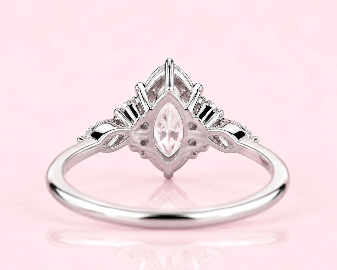 Marquise Cut Diamond Ring in Muse Setting in White Gold