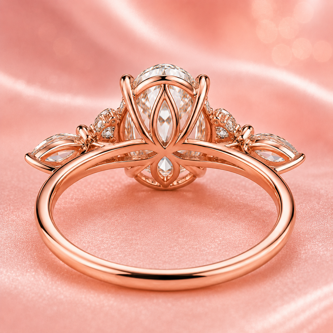 Marquise Cut Diamond Ring in Muse Setting in Rose Gold