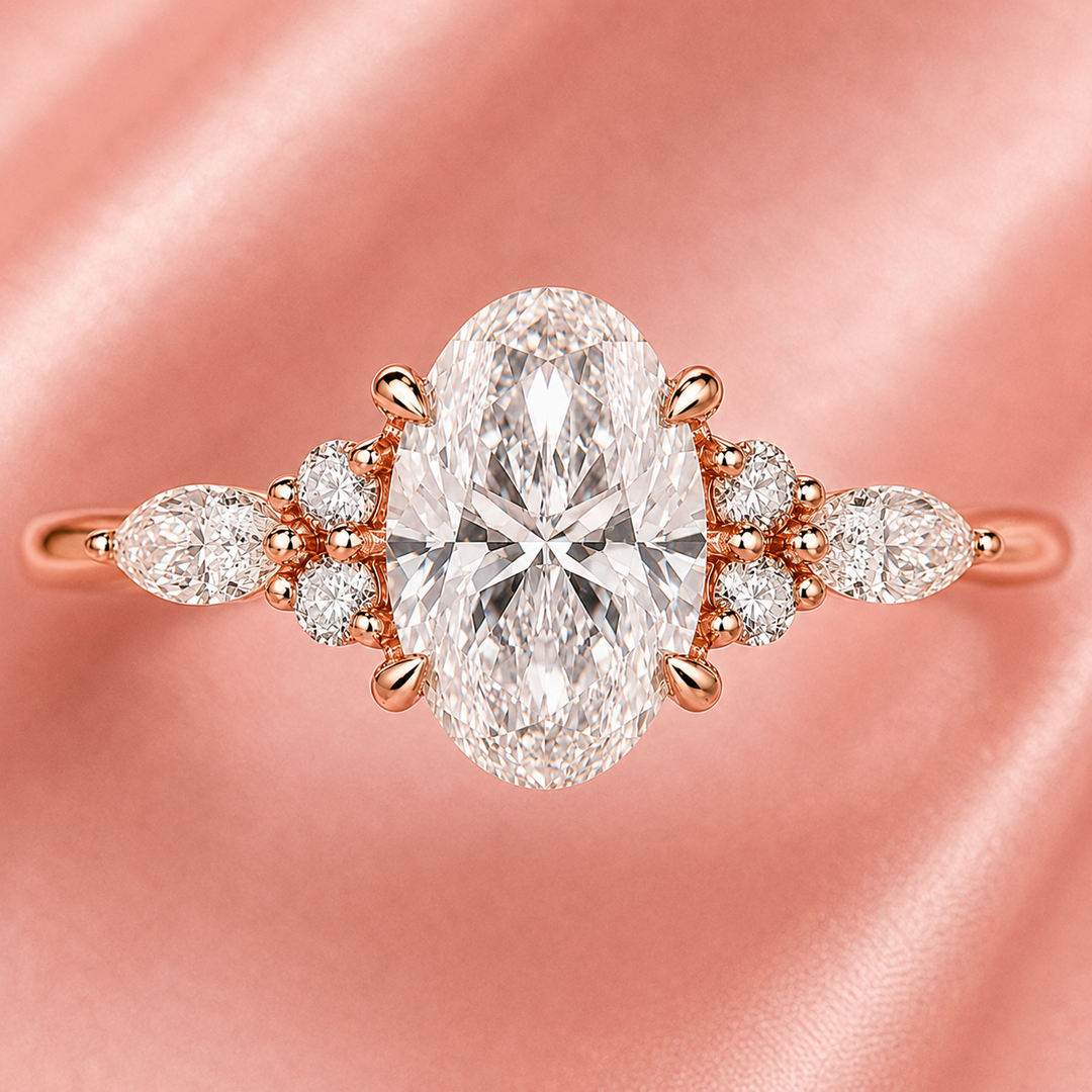Marquise Cut Diamond Ring in Muse Setting in Rose Gold