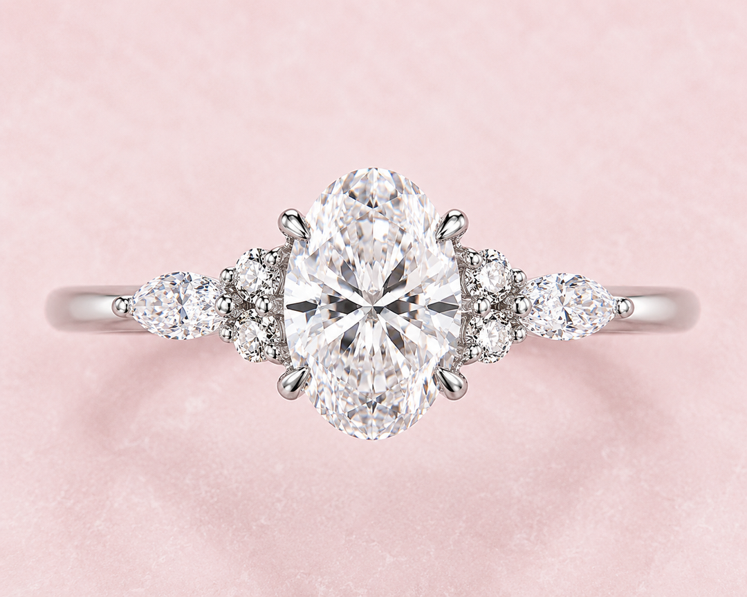 Marquise Cut Diamond Ring in Muse Setting in White Gold