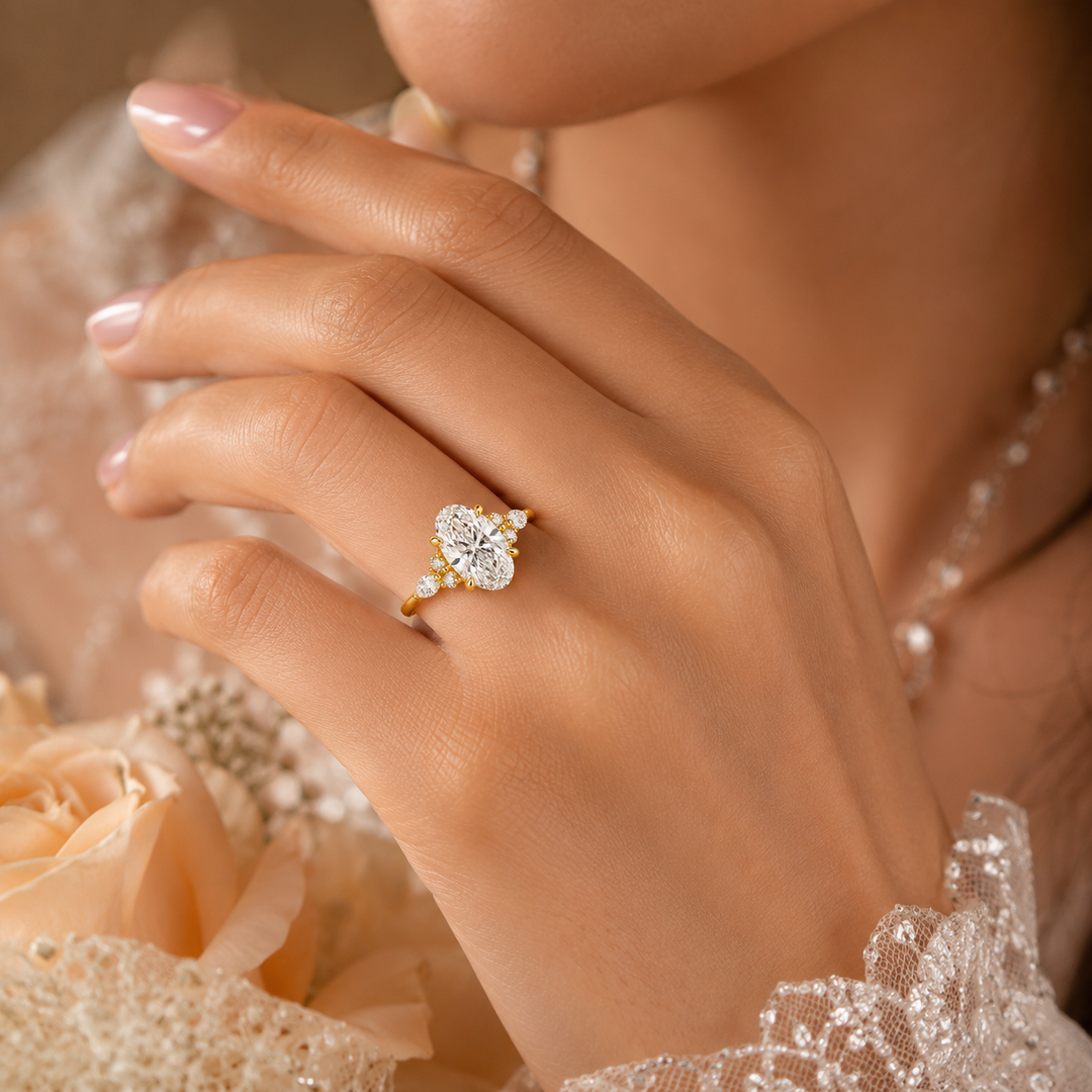 Marquise Cut Diamond Ring in Muse Setting in Yellow Gold