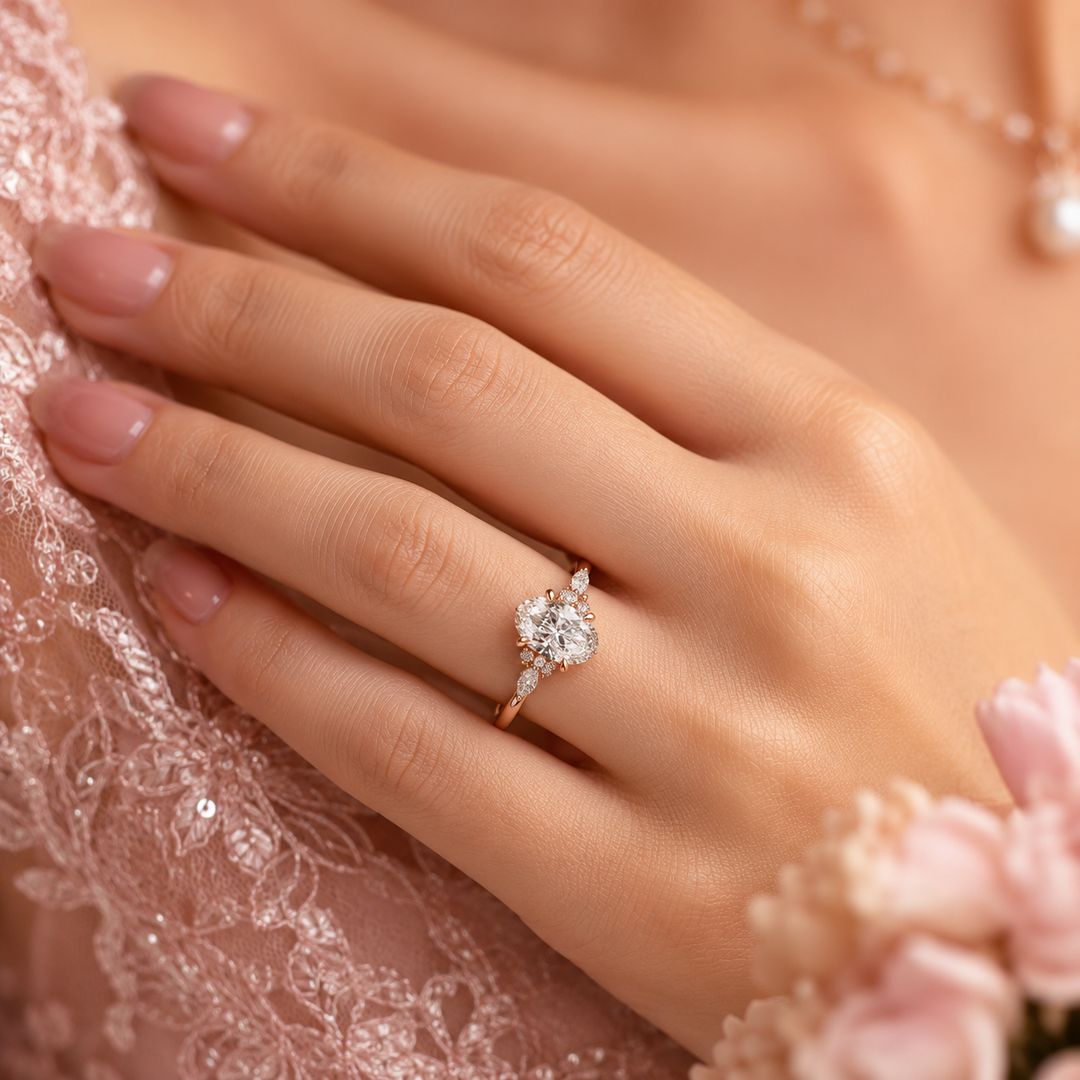 Marquise Cut Diamond Ring in Muse Setting in Rose Gold