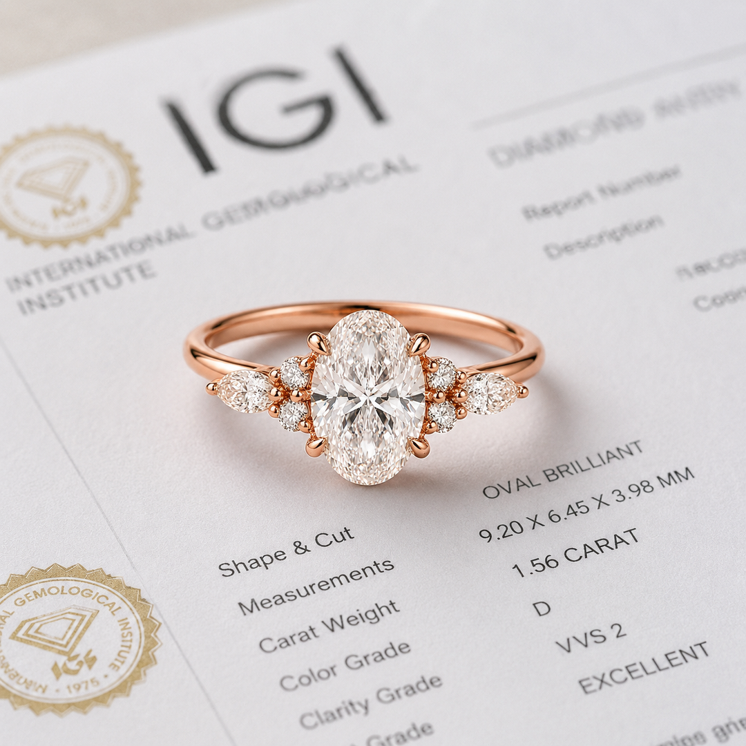 Marquise Cut Diamond Ring in Muse Setting in Rose Gold