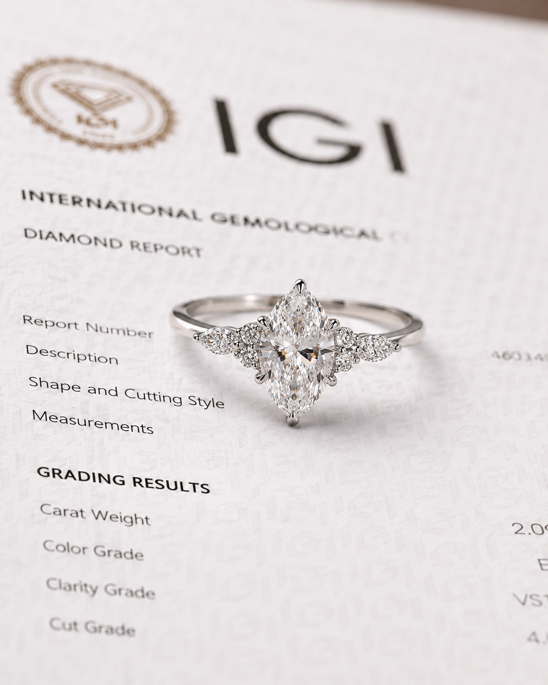 Marquise Cut Diamond Ring in Muse Setting in 925 Sterling Silver