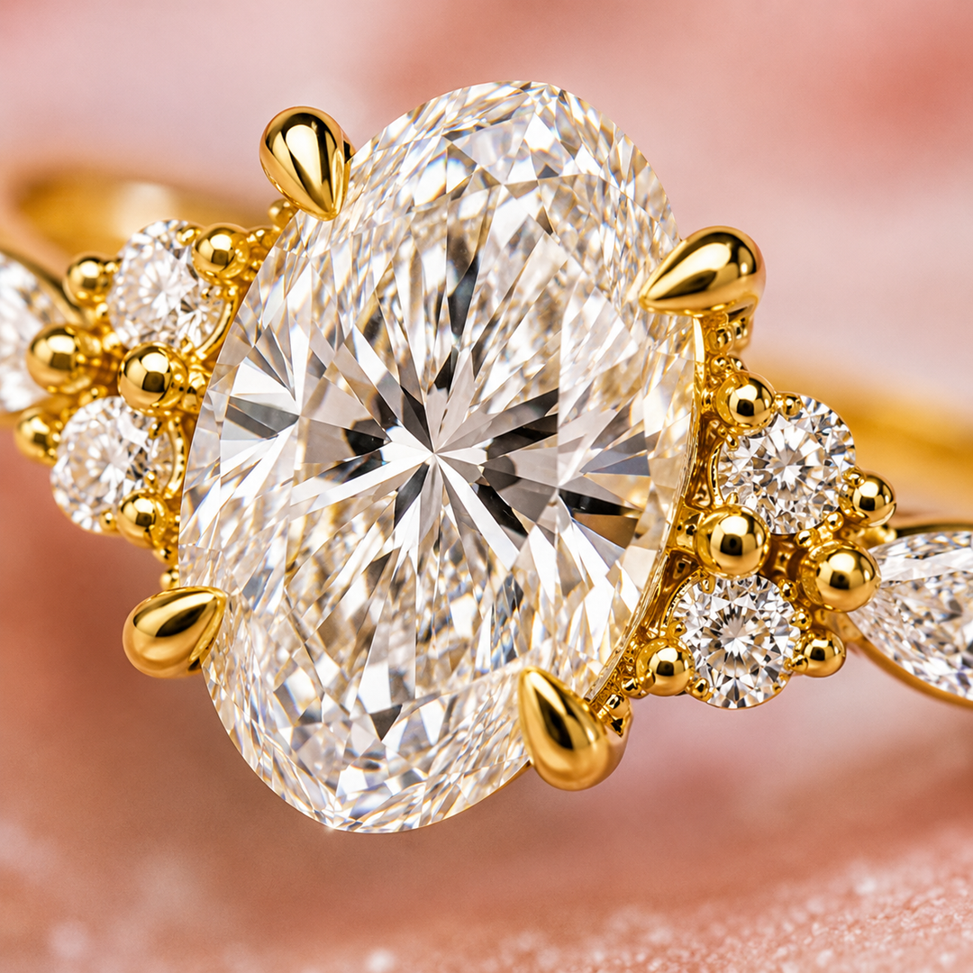 Marquise Cut Diamond Ring in Muse Setting in Yellow Gold