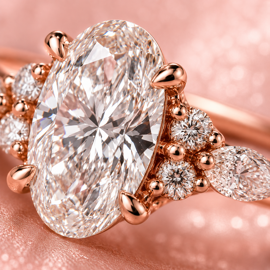 Marquise Cut Diamond Ring in Muse Setting in Rose Gold