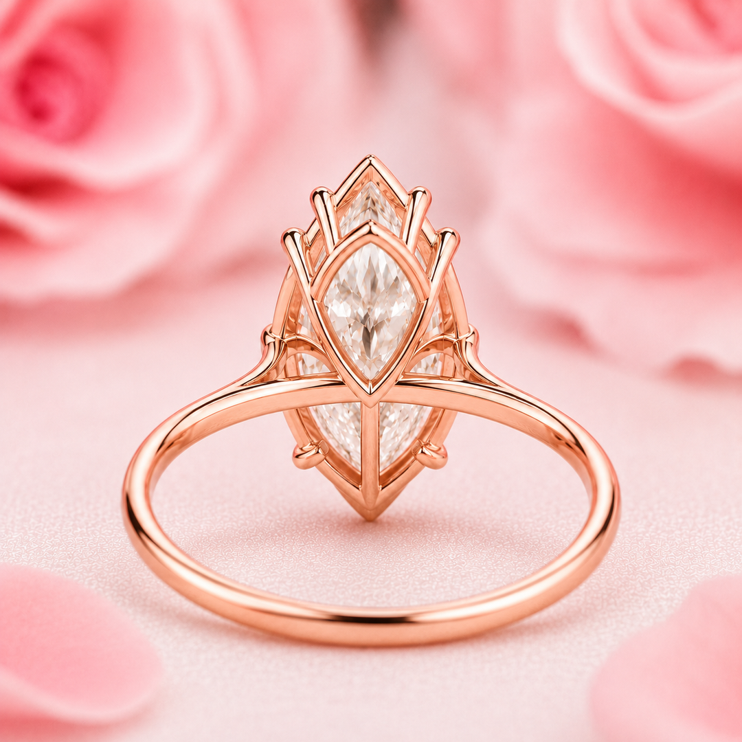 Marquise Solitaire Diamond Ring in Rose Gold