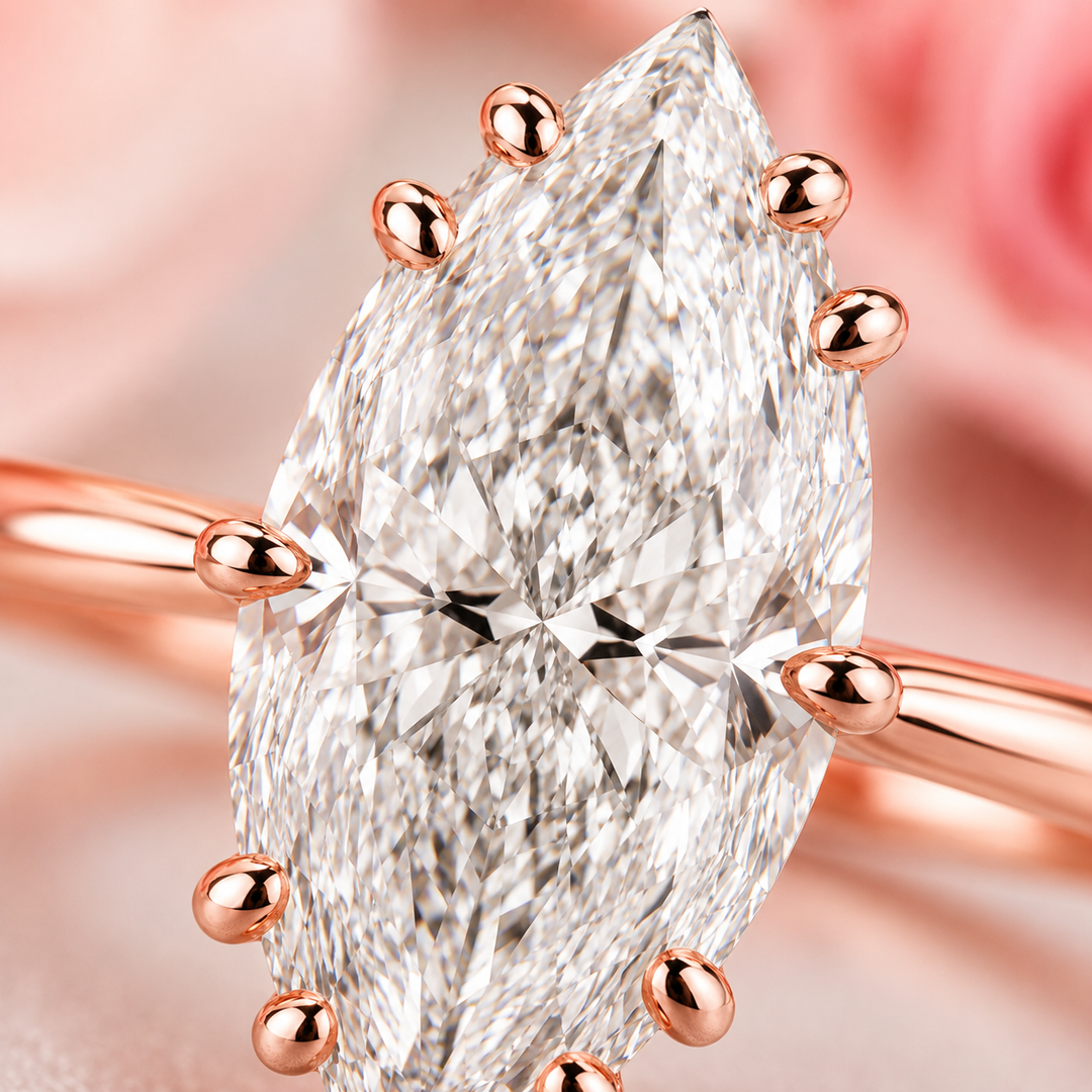 Marquise Solitaire Diamond Ring in Rose Gold