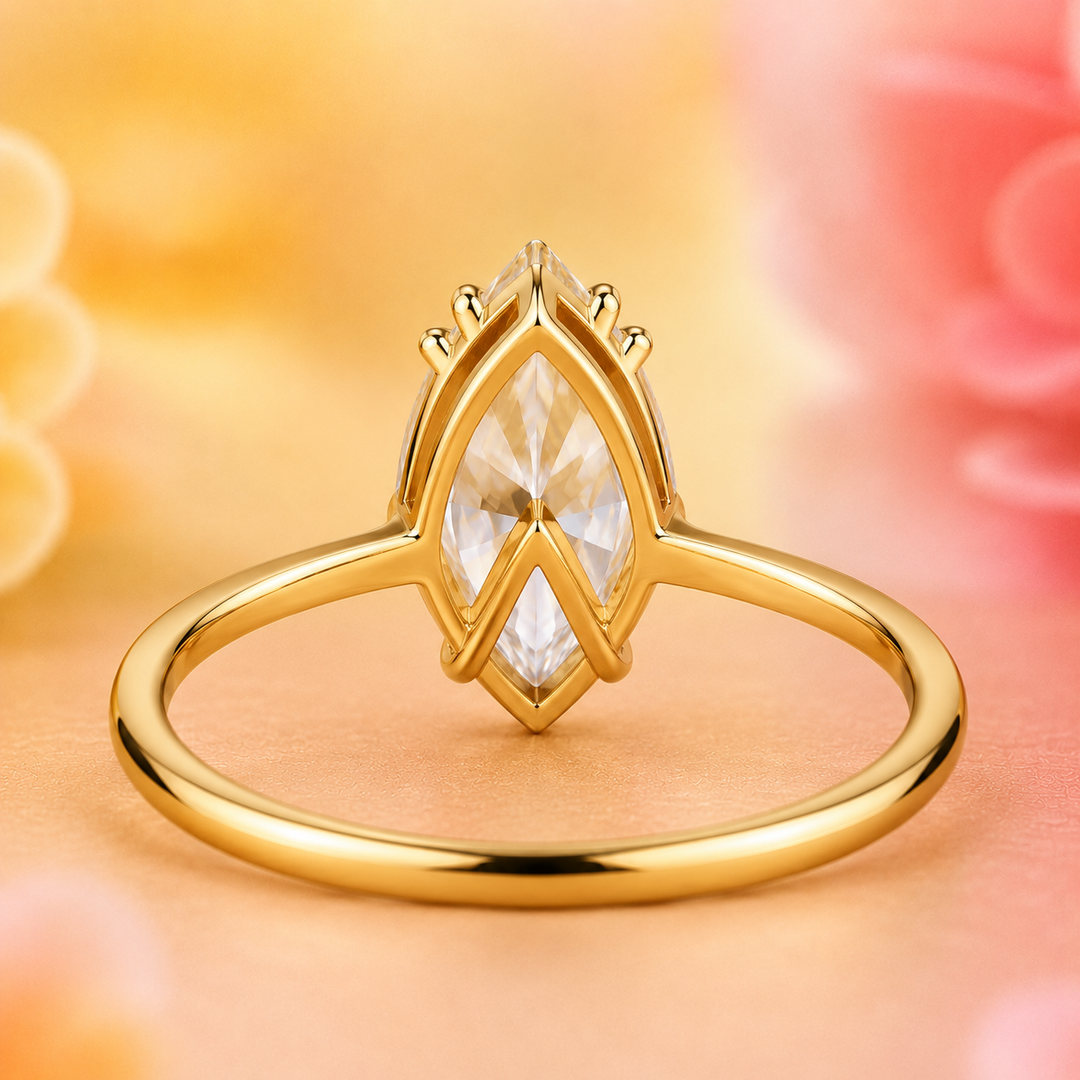 Marquise Solitaire Diamond Ring in Yellow Gold