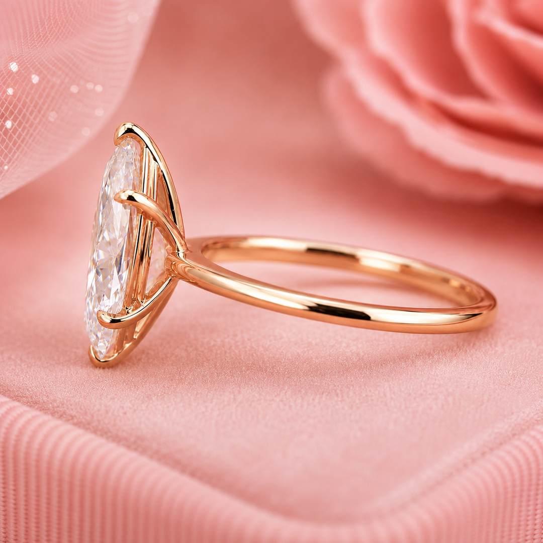 Marquise Solitaire Lab Grown Diamond Ring in Rose Gold