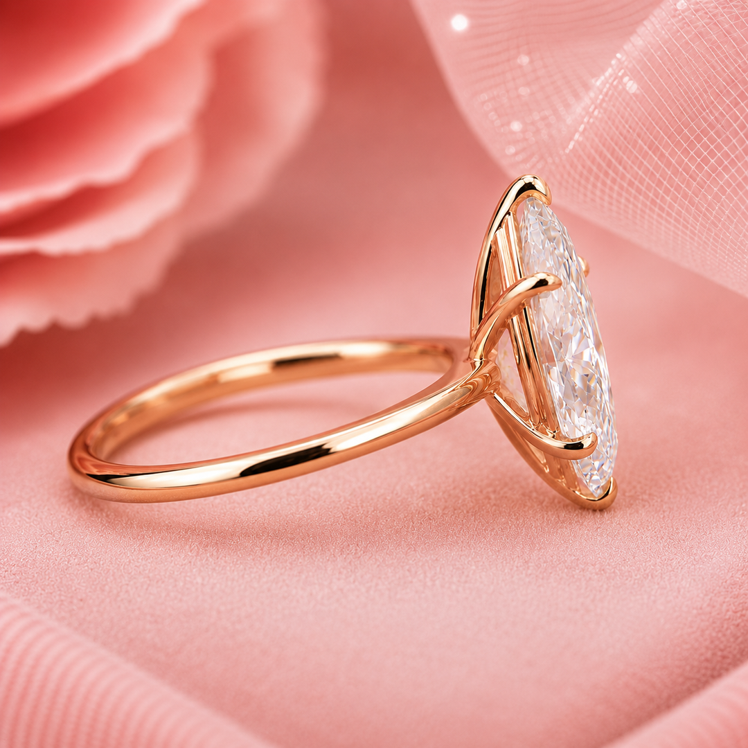 Marquise Solitaire Lab Grown Diamond Ring in Rose Gold