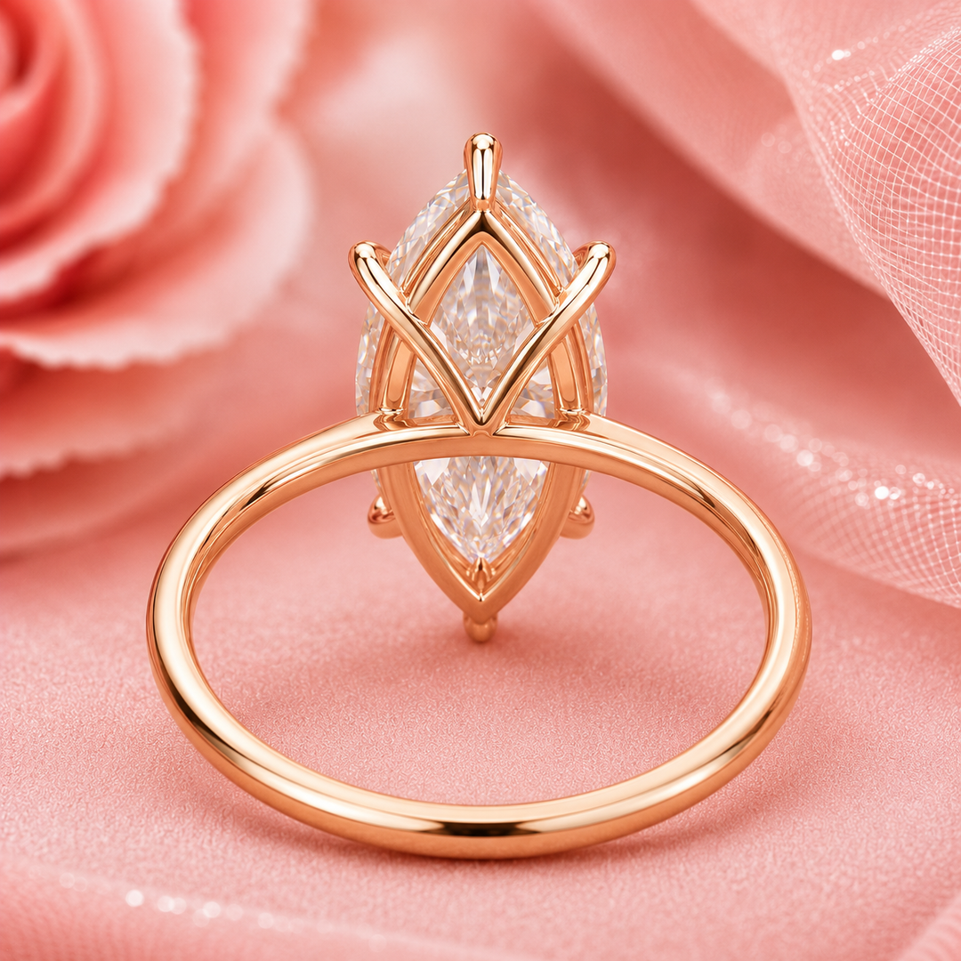 Marquise Solitaire Lab Grown Diamond Ring in Rose Gold