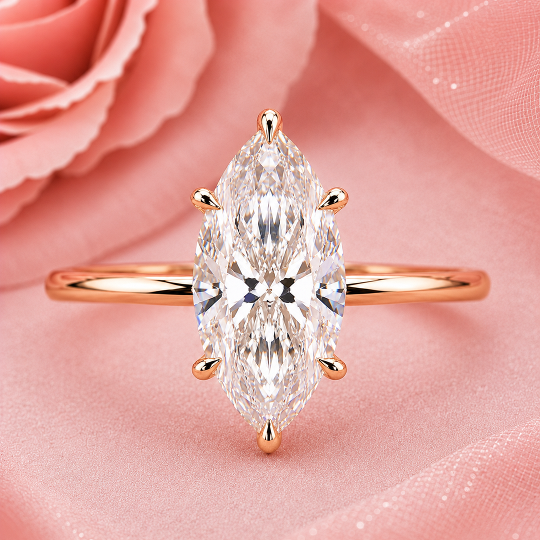 Marquise Solitaire Lab Grown Diamond Ring in Rose Gold