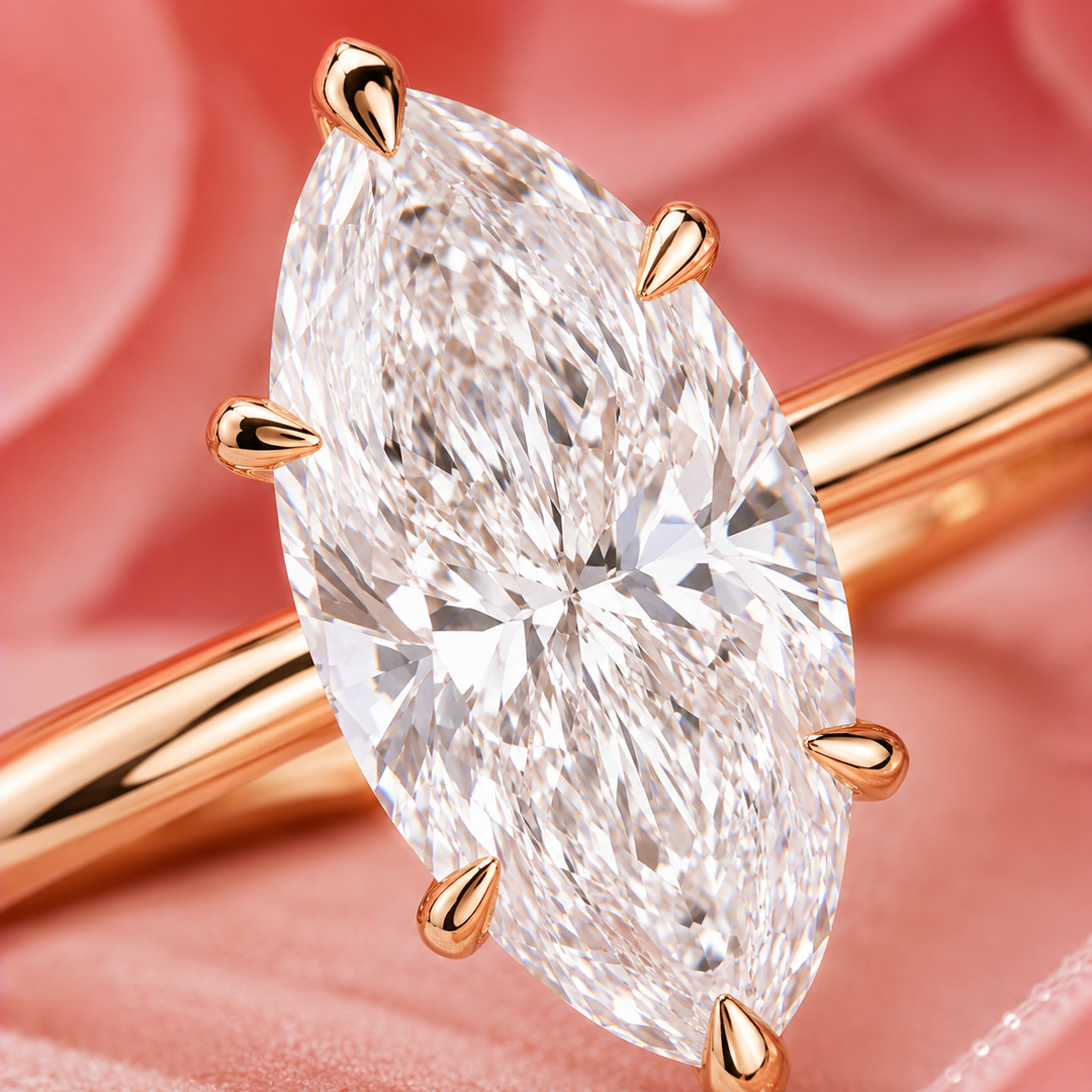 Marquise Solitaire Lab Grown Diamond Ring in Rose Gold