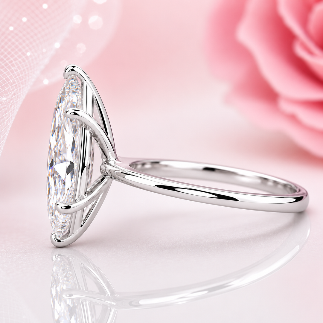 Marquise Solitaire Lab Grown Diamond Ring in White Gold