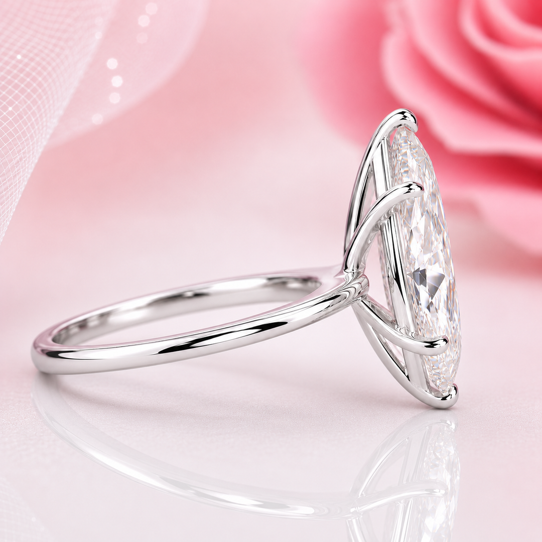 Marquise Solitaire Lab Grown Diamond Ring in White Gold