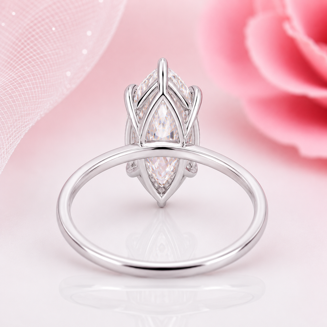 Marquise Solitaire Lab Grown Diamond Ring in White Gold