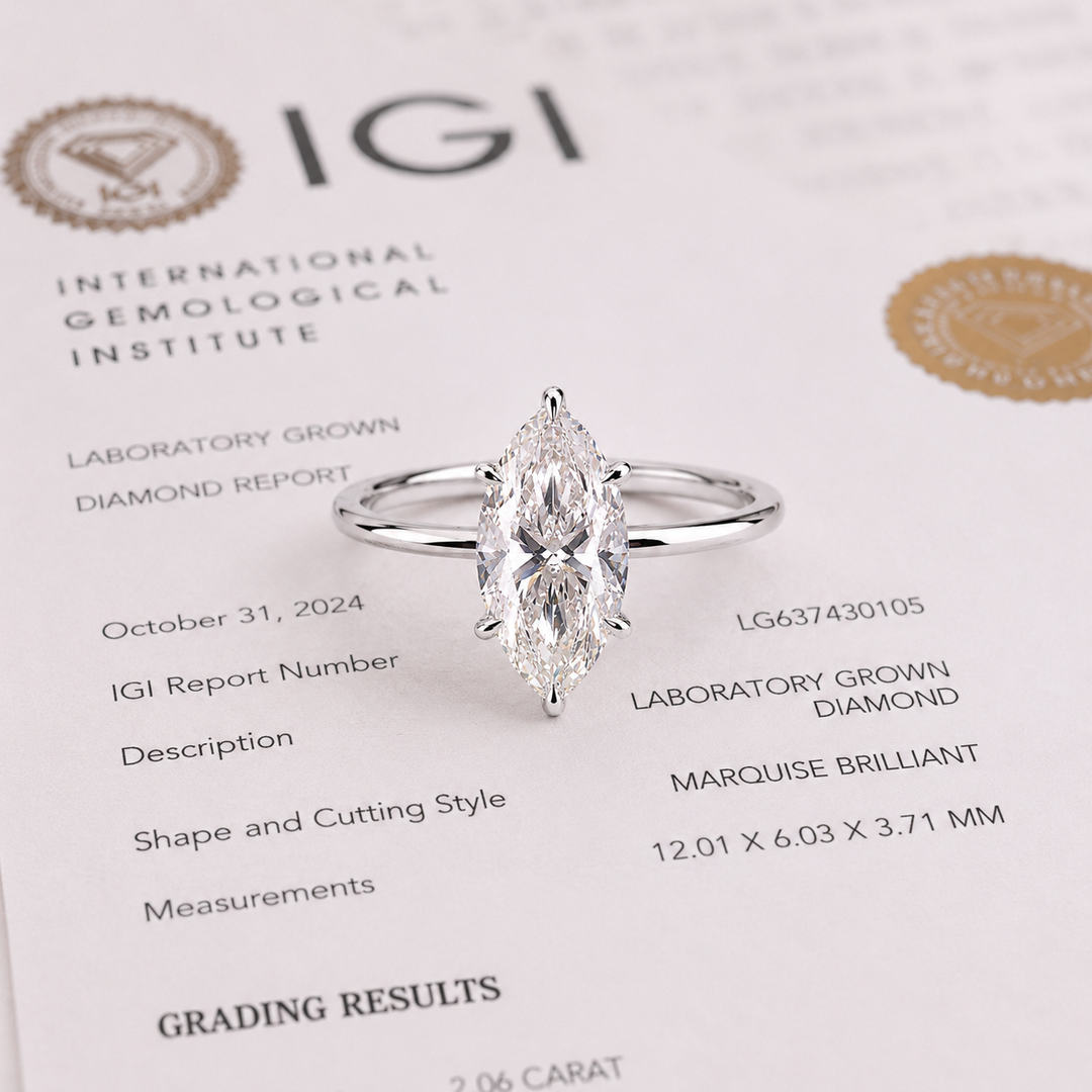 Marquise Solitaire Lab Grown Diamond Ring in White Gold