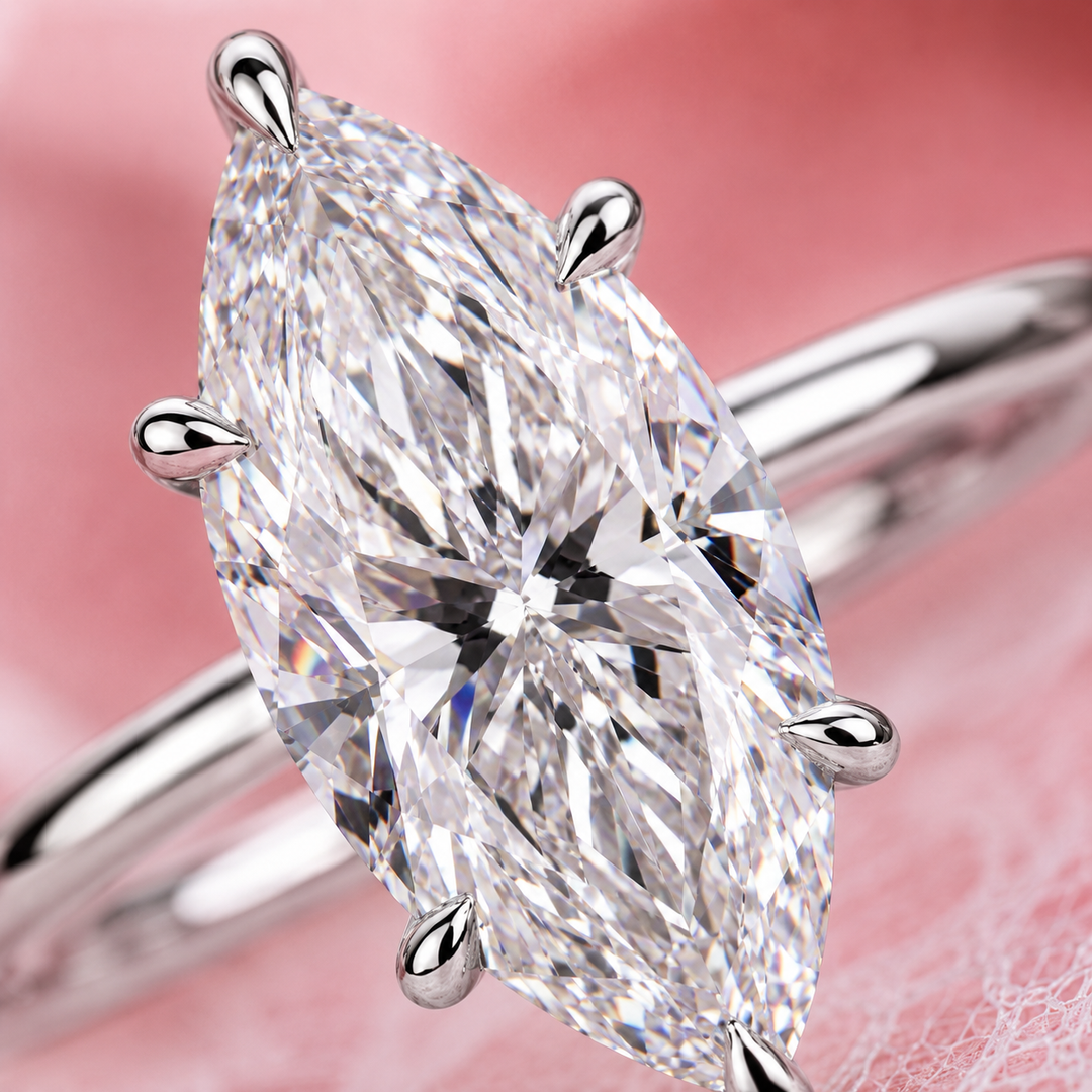 Marquise Solitaire Lab Grown Diamond Ring in White Gold
