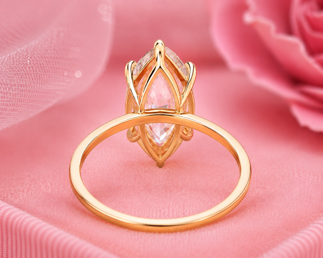 Marquise Solitaire Lab Grown Diamond Ring in Yellow Gold