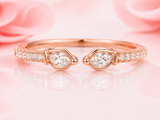 Open Gap Marquise and Round Lab Grown Diamond Wedding Band in Rose Gold