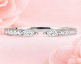 Open Gap Marquise and Round Lab Grown Diamond Wedding Band in 925 Sterling Silver