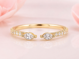 Open Gap Marquise and Round Lab Grown Diamond Wedding Band in Yellow Gold