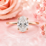 Oval Cut Lab Grown Diamond Solitaire Engagement Ring in Rose Gold